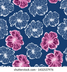 Pattern vector illustration of tropical flowers