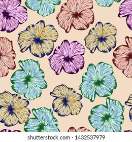 Pattern vector illustration of tropical flowers