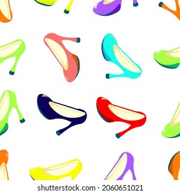 pattern vector illustration womens shoes with heels multicolored