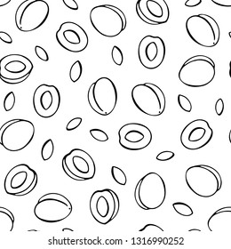 Pattern of vector illustrations on the fruits theme: apricot. Isolated editable objects for your design.