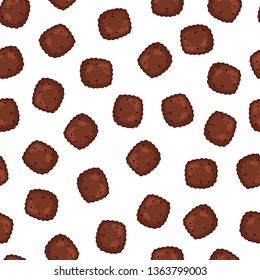 Pattern of vector illustrations on the nutrition theme; dry food for cats and dogs. Realistic isolated objects for your design.