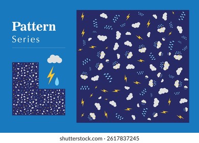 Pattern vector ilustration cloud rain bold blue cute