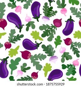 Pattern Vector Local food, vegetables and fruits. Farming and market