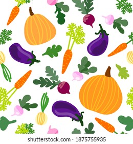 Pattern Vector Local food, vegetables and fruits. Farming and market