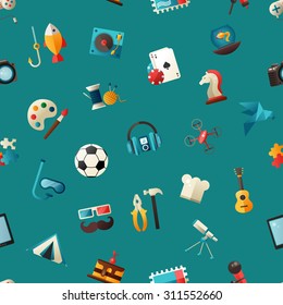 Pattern Of Vector Modern Flat Design Hobby Icons And Infographics Elements