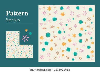 Pattern vector. A seamless pattern with hand-drawn flowers and botanical elements. Perfect for fabric design, textile prints, packaging, home decor, and more. Ideal for spring and summer themes.