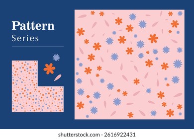 Pattern vector. A seamless pattern with hand-drawn flowers and botanical elements. Perfect for fabric design, textile prints, packaging, home decor, and more. Ideal for spring and summer themes.