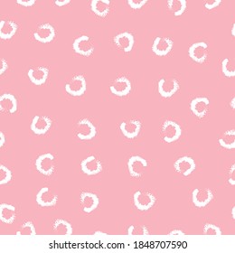 Pattern vector seamless with white circles on pink background for notebooks, textiles, baby girl clothes, blankets, pillows, romper, wallpaper, background and other