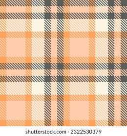 Pattern vector tartan of seamless textile fabric with a check texture background plaid in orange and grey colors.