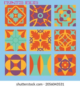 Pattern vector tiles traditional textures ornamental ceramics Spanish Portuguese Mexican Arabic Moroccan Italian colonial hydraulic majolica Turkish azulejos baldosas losetas racholas cerámicas patrón