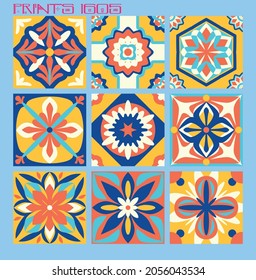 Pattern vector tiles traditional textures ornamental ceramics Spanish Portuguese Mexican Arabic Moroccan Italian colonial hydraulic majolica Turkish azulejos baldosas losetas racholas cerámicas patrón