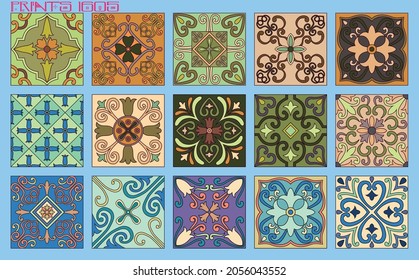 Baldosas vectoriales tradicionales texturas ornamentales cerámica española portuguesa mexicana árabe marroquí marroquí colonial italiano majolica turco azulejos baldosas losetas racholas cerámicas patrón