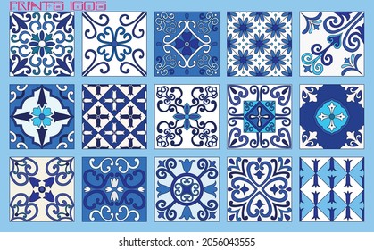 Pattern vector tiles traditional textures ornamental ceramics Spanish Portuguese Mexican Arabic Moroccan Italian colonial hydraulic majolica Turkish azulejos baldosas losetas racholas cerámicas patrón