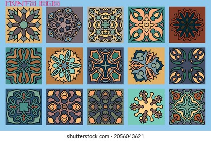 Baldosas vectoriales tradicionales texturas ornamentales cerámica española portuguesa mexicana árabe marroquí marroquí colonial italiano majolica turco azulejos baldosas losetas racholas cerámicas patrón