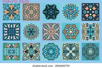Pattern vector tiles traditional textures ornamental ceramics Spanish Portuguese Mexican Arabic Moroccan Italian colonial hydraulic majolica Turkish azulejos baldosas losetas racholas cerámicas patrón