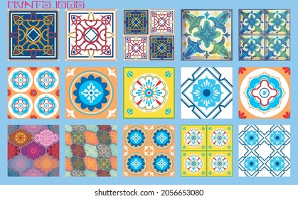 Baldosas vectoriales tradicionales texturas ornamentales cerámica española portuguesa mexicana árabe marroquí marroquí colonial italiano majolica turco azulejos baldosas losetas racholas cerámicas patrón