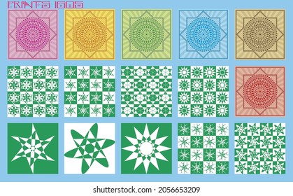 Pattern vector tiles traditional textures ornamental ceramics Spanish Portuguese Mexican Arabic Moroccan Italian colonial hydraulic majolica Turkish azulejos baldosas losetas racholas cerámicas patrón