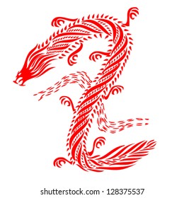 Pattern vector of traditional Chinese dragon. Red dragon isolated on white background. illustration.eps10 vector.