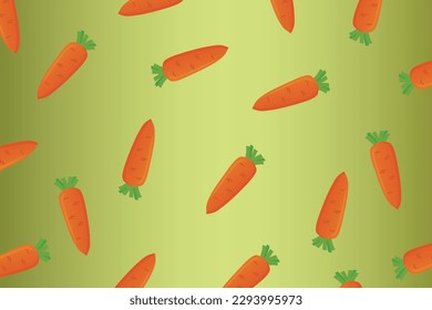 Pattern with vegetables, carrots scattered on a pastel green background, food concept