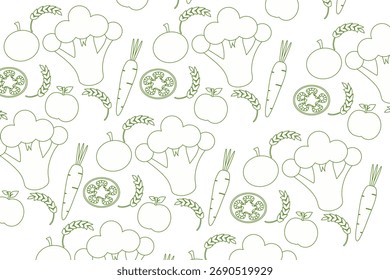 Patrón de verduras y frutas que forman un fondo sin fisuras para la conciencia mundial de alimentos saludables y el concepto de nutrición.