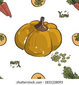 Pattern vegetables, pumpkin, carrot, delicious, pumpkin seeds