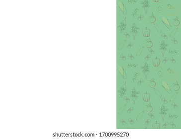 Pattern with vegetables. Sketch of organic natural vegetable.Colorful vector illustration for promotion;agriculture themes, farm market;label design