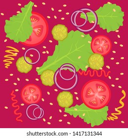 pattern vegetables tomatoes salad  
delicious