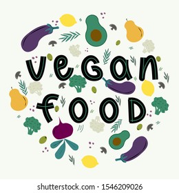 Pattern of vegetarian and vegan food. Vegetables made in vector.