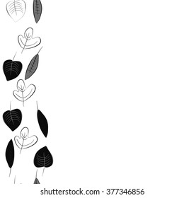 Pattern of vertical floral motif, doodles,leaves,spots, hole, copy space, seamless. Hand drawn, autumn theme.
