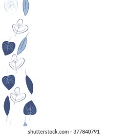 Pattern of vertical floral motif, doodles,leaves,spots, hole, copy space, seamless. Hand drawn, autumn theme.