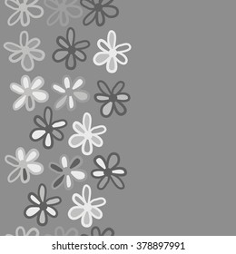 Pattern of vertical floral motif, doodles,spots, hole,flowers,  copy space, seamless. Hand drawn.