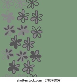Pattern of vertical floral motif, doodles,spots, hole,flowers,  copy space, seamless. Hand drawn.