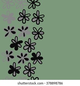 Pattern of vertical floral motif, doodles,spots, hole,flowers,  copy space, seamless. Hand drawn.