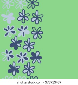 Pattern of vertical floral motif, doodles,spots, hole,flowers,  copy space, seamless. Hand drawn.