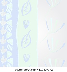 Pattern of  vertical floral motif,  leaves,  autumn theme, doodles. Hand drawn.