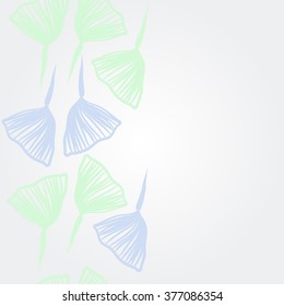 Pattern of vertical floral motif, leaves, stripes, doodles, copy space. Hand drawn, autumn theme.