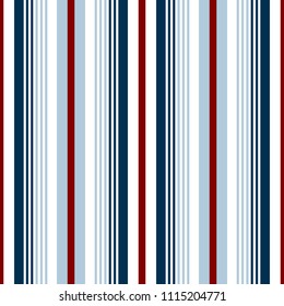 Pattern vertical stripe seamless blue, white and red colour. Stripe pattern abstract vector for background or template.