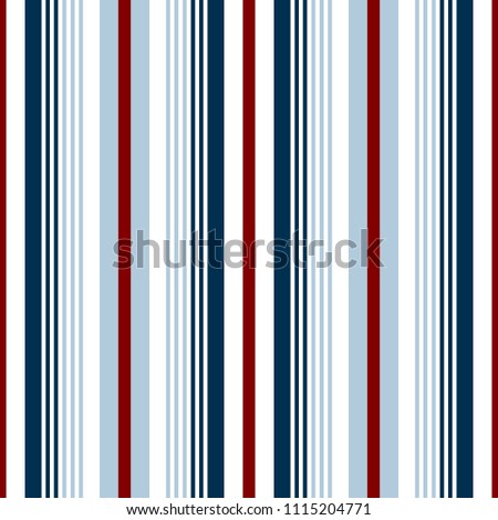 Pattern vertical stripe seamless blue, white and red colour. Stripe pattern abstract vector for background or template.