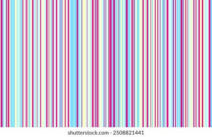 Pattern of vertical stripes, colorful thin and thick lines. Irregular stripe background, vector seamless texture. Abstract striped geometric design in bright colors.