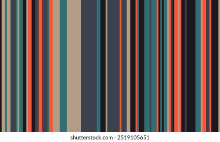 Pattern of vertical stripes, colorful thin and thick lines. Irregular stripe background, vector seamless texture. Abstract striped geometric design in bright colors.