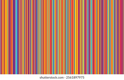 Pattern of vertical stripes, colorful thin and thick lines. Irregular stripe background, vector seamless texture. Abstract striped geometric design in bright colors.