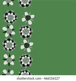 Pattern of  vertical stylized floral motif,   hole, spots, flowers, doodles, seamless . Hand drawn.
