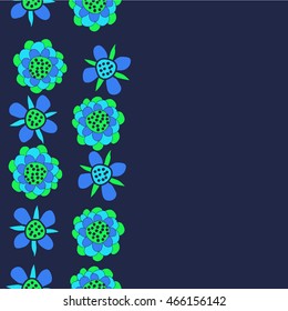 Pattern of  vertical stylized floral motif,   hole, spots, flowers, doodles, seamless . Hand drawn.