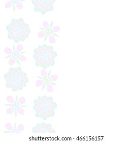 Pattern of  vertical stylized floral motif,   hole, spots, flowers, doodles, seamless . Hand drawn.