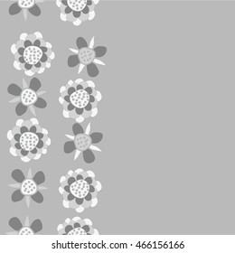 Pattern of  vertical stylized floral motif,   hole, spots, flowers, doodles, seamless . Hand drawn.