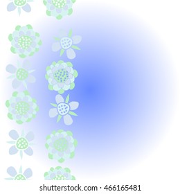 Pattern of  vertical stylized floral motif,   hole, spots, flowers, doodles  . Hand drawn.