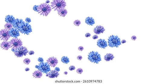  pattern of vibrant blue and purple flowers on a white background. Perfect for textiles, wallpapers, and spring-themed designs. Adds an elegant and fresh touch to any project.