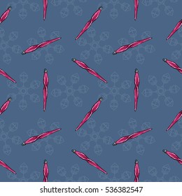 Pattern of vintage hand drawn balls and toys. Christmas and New Year design elements.