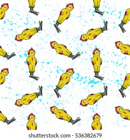 Pattern of vintage hand drawn balls and toys. Christmas and New Year design elements.