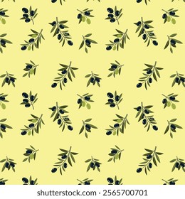 Pattern of vintage olive branches. Vector illustration